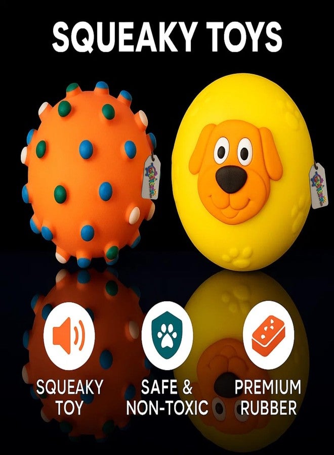 Western Era Durable Dog Squeaky Toy Combo | Spiked Ball with Colorful Bumps + Cute Dog Face Ball for Chewing, Fetching & Training | Bouncy & Fun Toys for Dogs | Pet Sound Toys for Playtime & Teething - Image 4